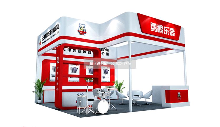 乐器展天津鹦鹉乐器36平小面积展台设计效果图