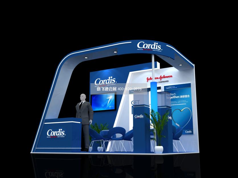 Cordis成都医药器械36平小面积展台设计效果图