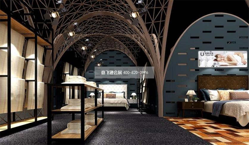 优眠生活广州酒店用品展台设计效果图,创意展台设计